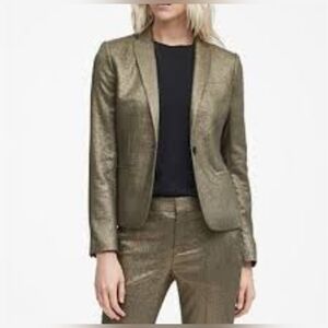 Banana Republic Size 4P Petite Festive Metallic Gold Blazer
